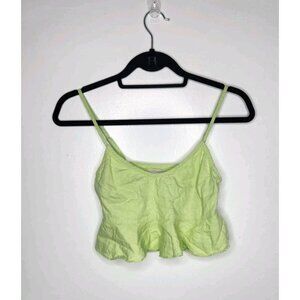 Urban Outfitters Women's Green Spaghetti Strap Peplum Crop-Top Side Zip Size S